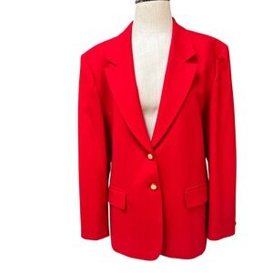 Pendleton Vintage Red Wool Blazer Gold Crest Button USA Made Womens Jacket Sz 18